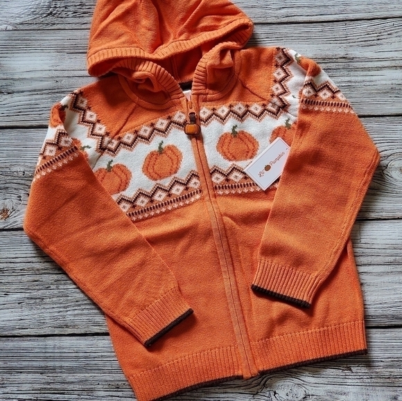 Pumpkin Zip Up Sweater Gymboree NWT - Picture 8 of 14